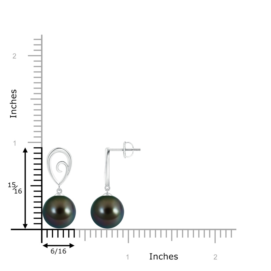 10mm AAAA Tahitian Pearl Drop Earrings with Metal Loop in White Gold product image