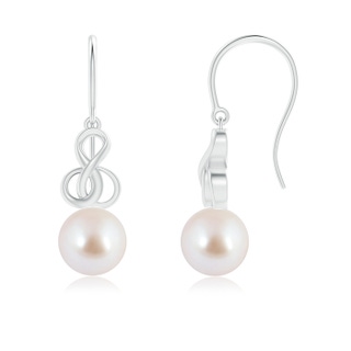 8mm AAA Akoya Cultured Pearl Intertwined Infinity Earrings in White Gold