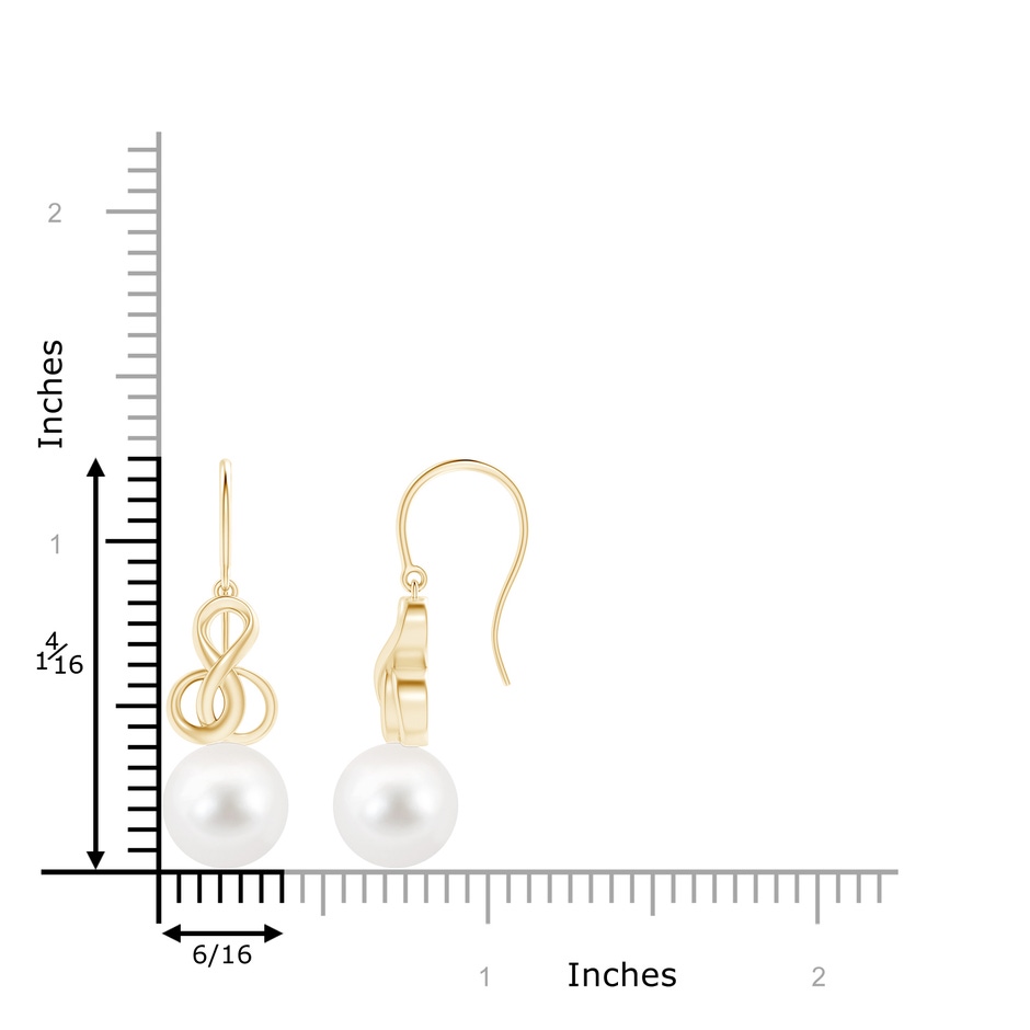 10mm AA Freshwater Pearl Intertwined Infinity Earrings in Yellow Gold product image