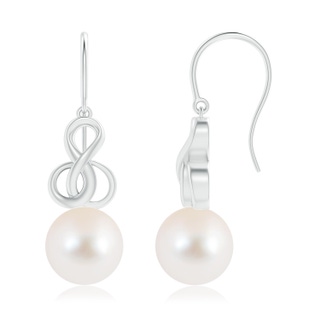 10mm AAA Freshwater Pearl Intertwined Infinity Earrings in 9K White Gold