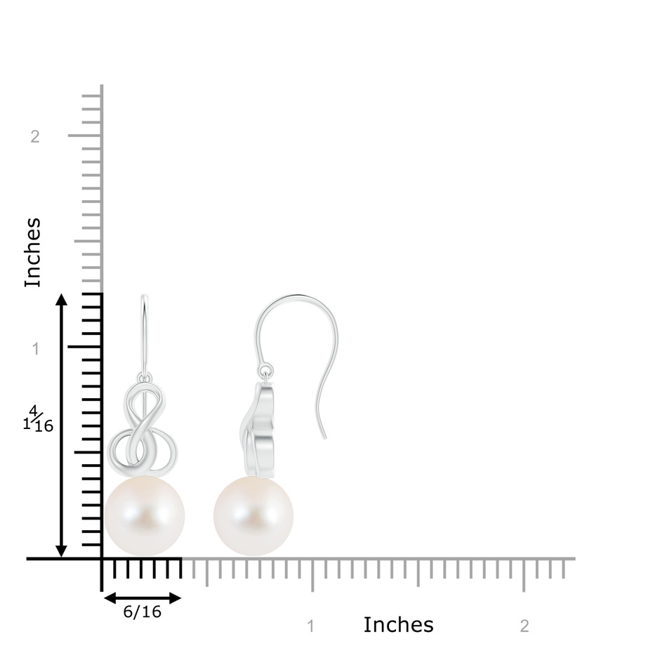 10mm AAA Freshwater Pearl Intertwined Infinity Earrings in White Gold product image