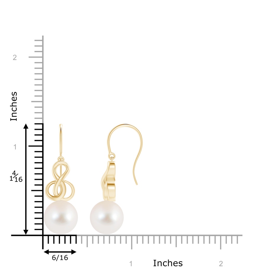 10mm AAA Freshwater Pearl Intertwined Infinity Earrings in Yellow Gold product image