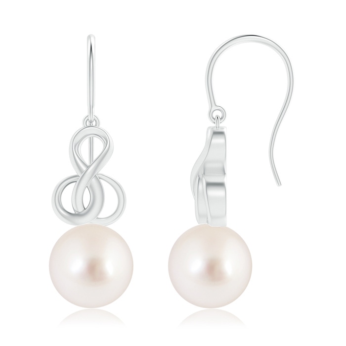 10mm AAAA South Sea Pearl Intertwined Infinity Earrings in S999 Silver