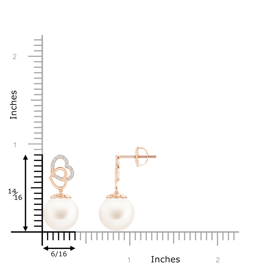10mm AA Intertwined Heart Freshwater Pearl Drop Earrings in 9K Rose Gold product image