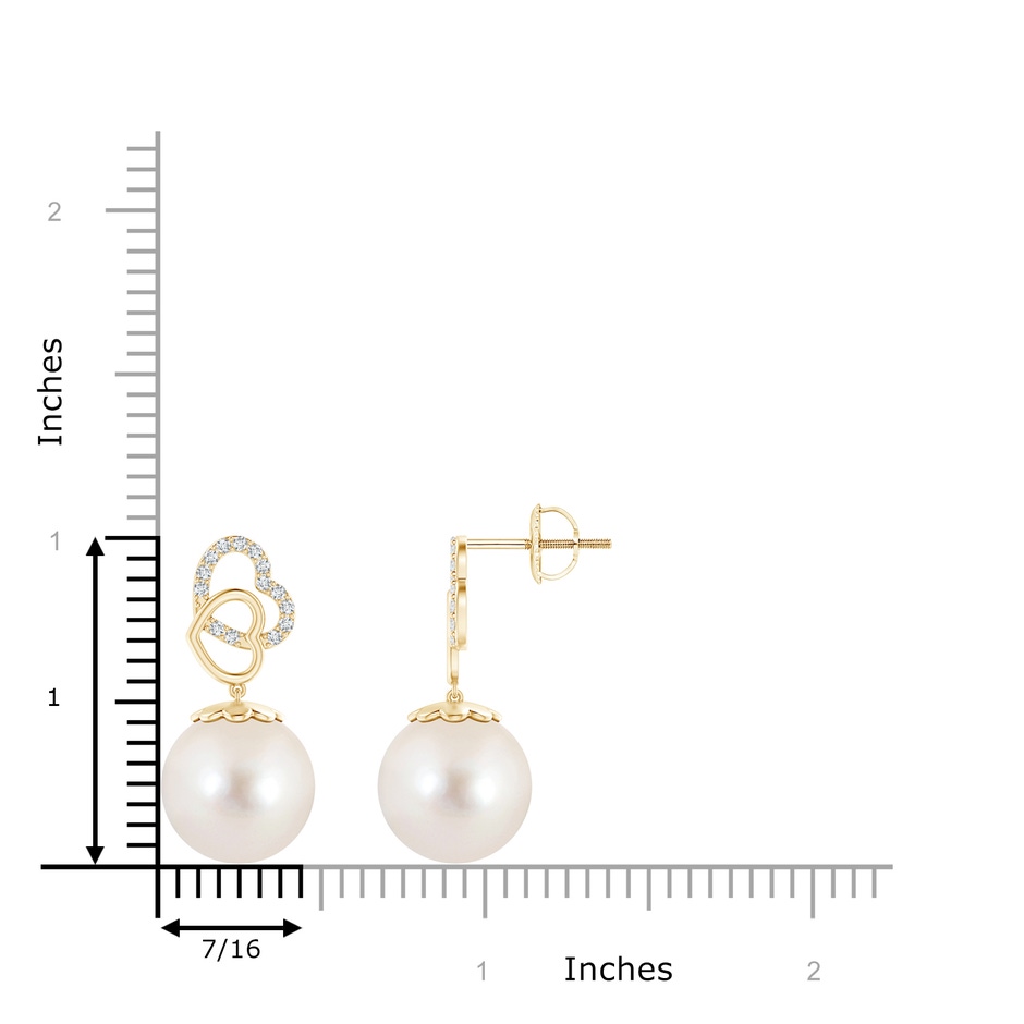 11mm AAAA Intertwined Heart Freshwater Pearl Drop Earrings in Yellow Gold product image