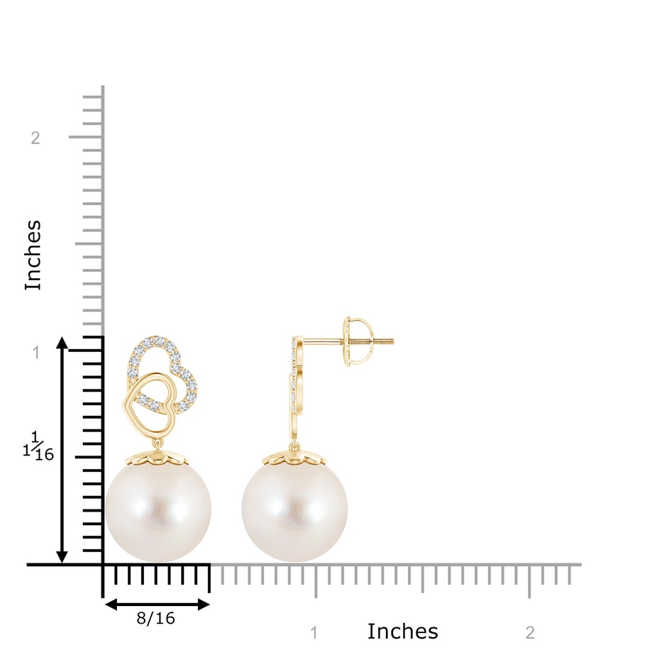 12mm AAAA Intertwined Heart Freshwater Pearl Drop Earrings in Yellow Gold product image