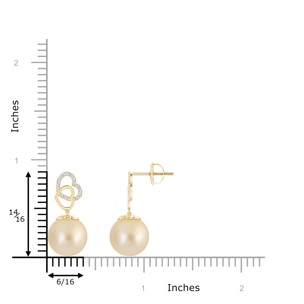 10mm AA Intertwined Heart Golden South Sea Cultured Pearl Earrings in Yellow Gold Product Image