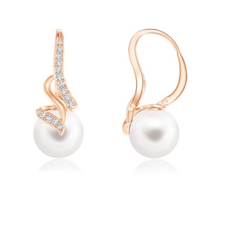 8mm AA Freshwater Pearl Swirl Leverback Earrings in 9K Rose Gold