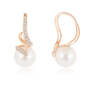 8mm AAA Freshwater Pearl Swirl Leverback Earrings in 9K Rose Gold