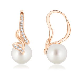 9mm AAA South Sea Pearl Swirl Leverback Earrings in 10K Rose Gold