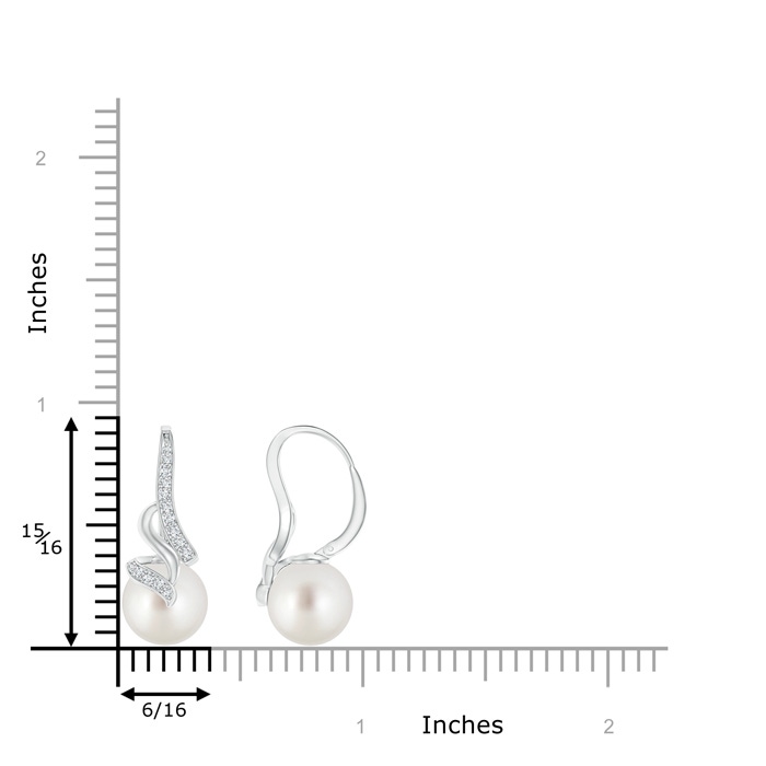 9mm AAA South Sea Pearl Swirl Leverback Earrings in White Gold product image