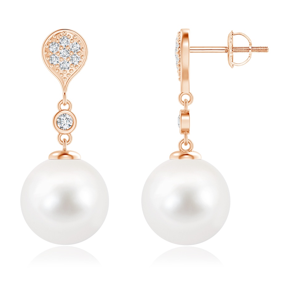 10mm AA Freshwater Pearl Inverted Teardrop Earrings in 9K Rose Gold 