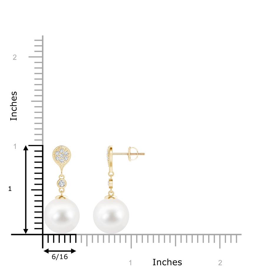 10mm AA Freshwater Pearl Inverted Teardrop Earrings in Yellow Gold product image