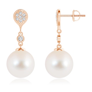 10mm AAA Freshwater Pearl Inverted Teardrop Earrings in Rose Gold