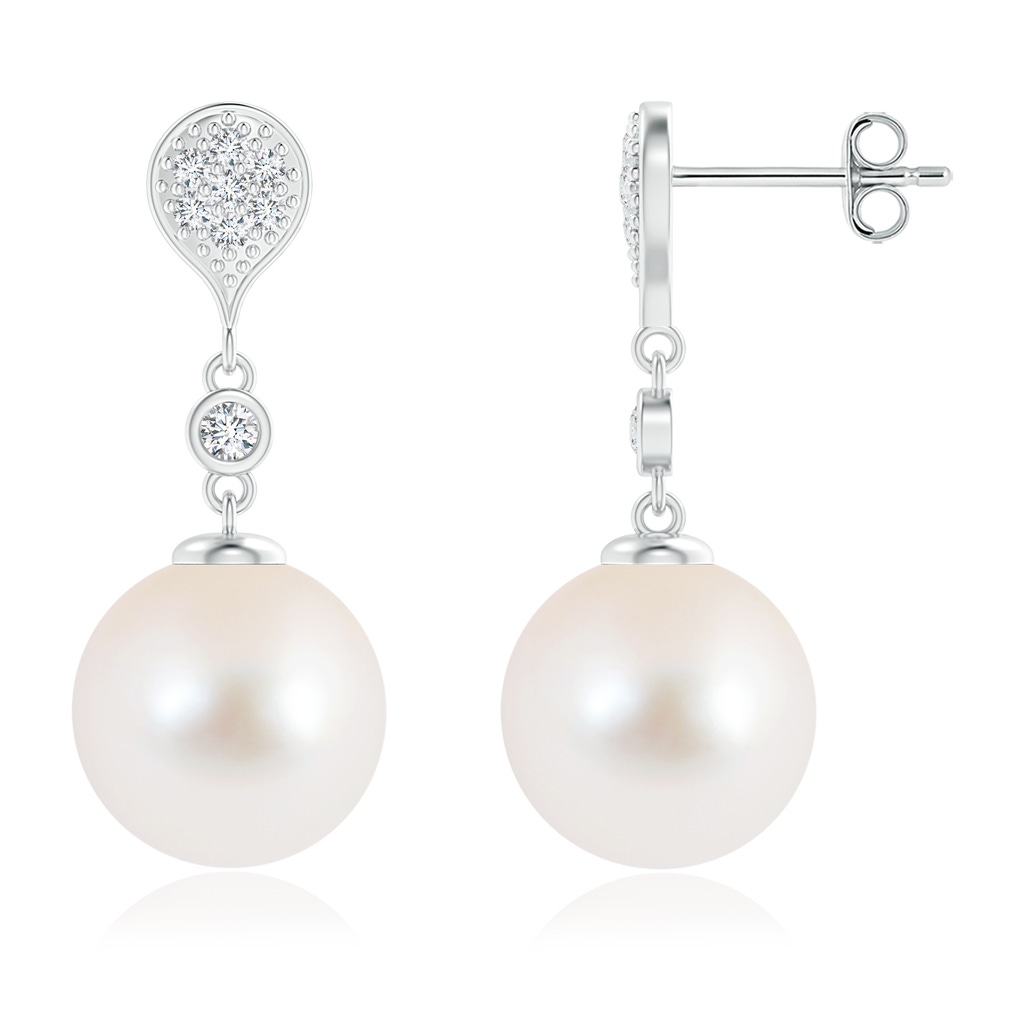 10mm AAA Freshwater Pearl Inverted Teardrop Earrings in S999 Silver