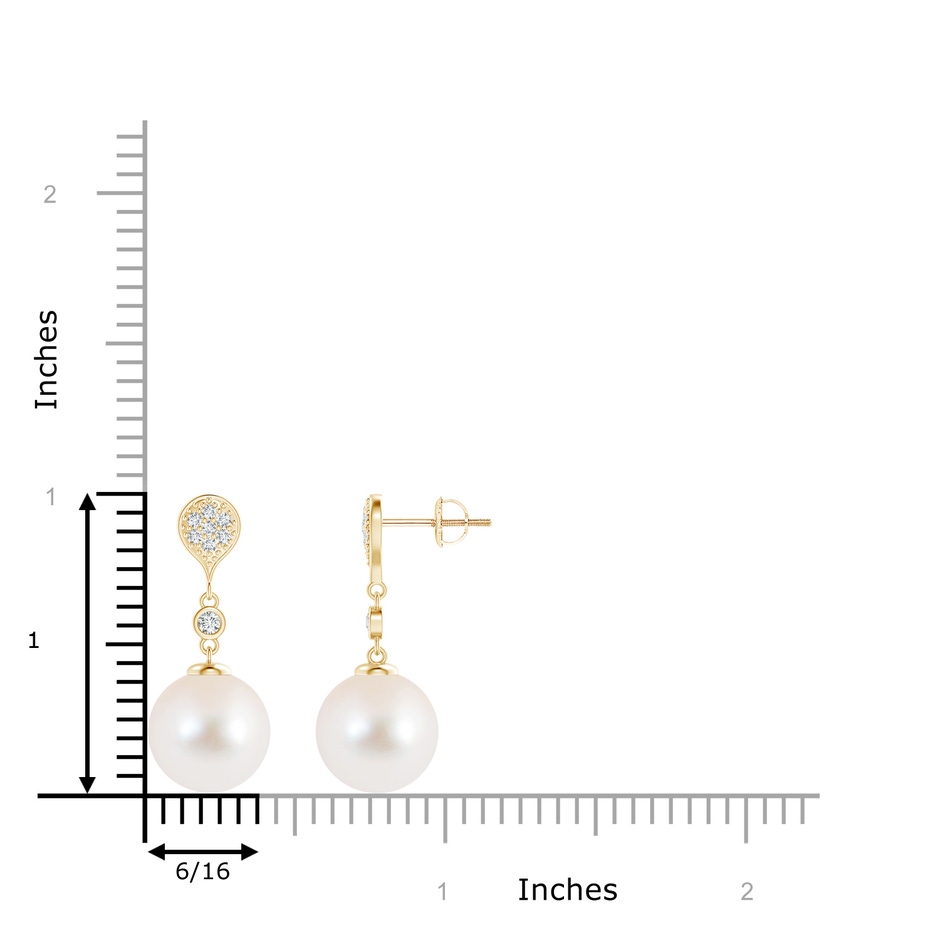 10mm AAA Freshwater Pearl Inverted Teardrop Earrings in Yellow Gold product image