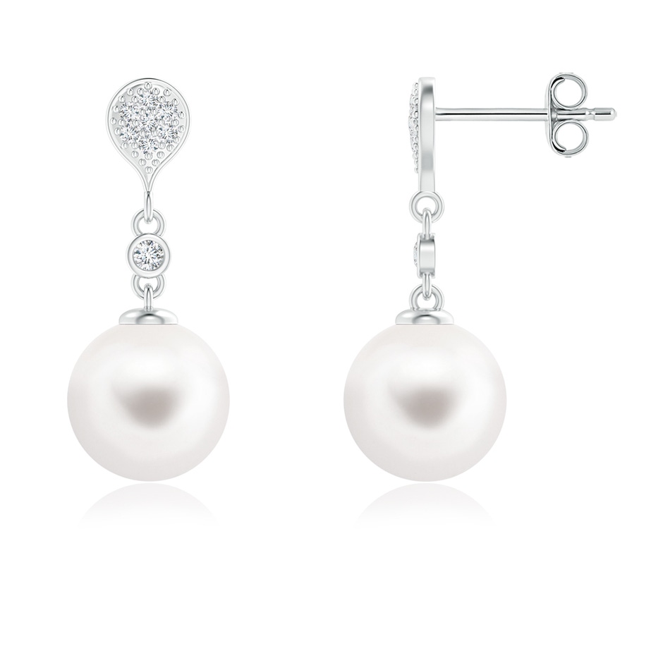 8mm AA Freshwater Pearl Inverted Teardrop Earrings in S999 Silver 