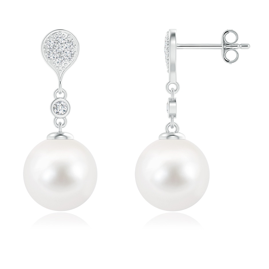 9mm AA Freshwater Pearl Inverted Teardrop Earrings in S999 Silver 