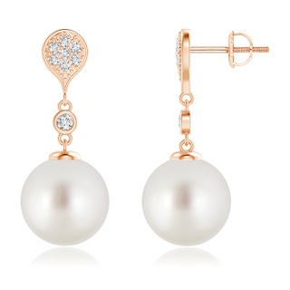 10mm AAA South Sea Cultured Pearl Inverted Teardrop Earrings in Rose Gold