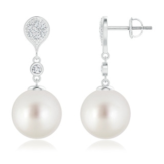 10mm AAA South Sea Cultured Pearl Inverted Teardrop Earrings in White Gold