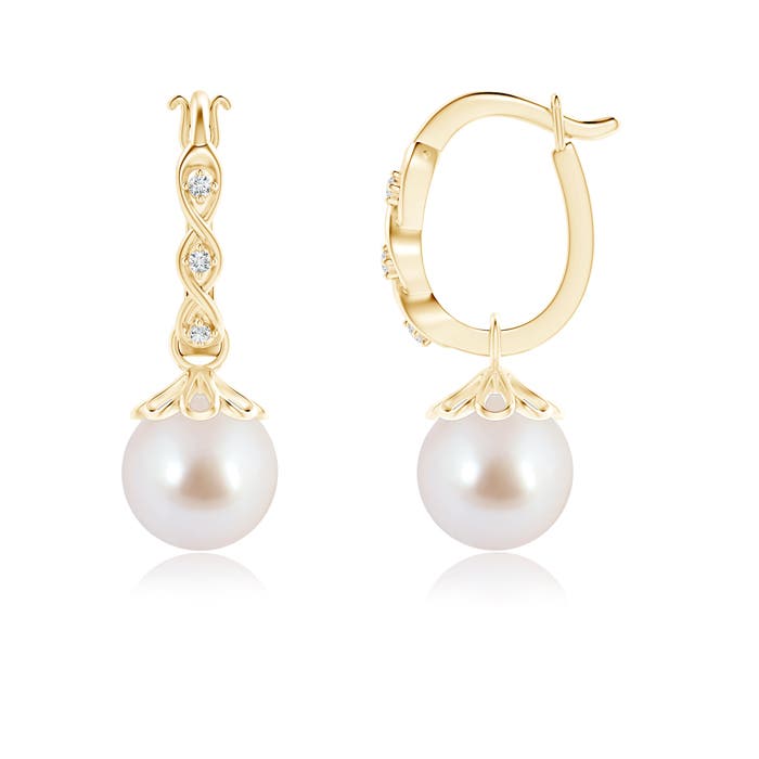 Cherry Blossom Akoya Cultured Pearl and Diamond Drop Earrings - Kennedy