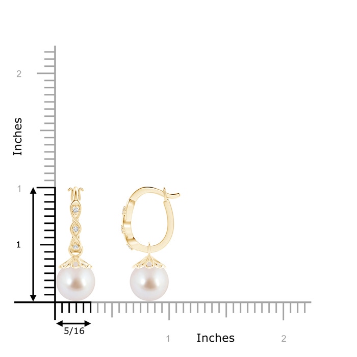 8mm AAA Japanese Akoya Pearl Infinity Hinged Clip Earrings in Yellow Gold Product Image
