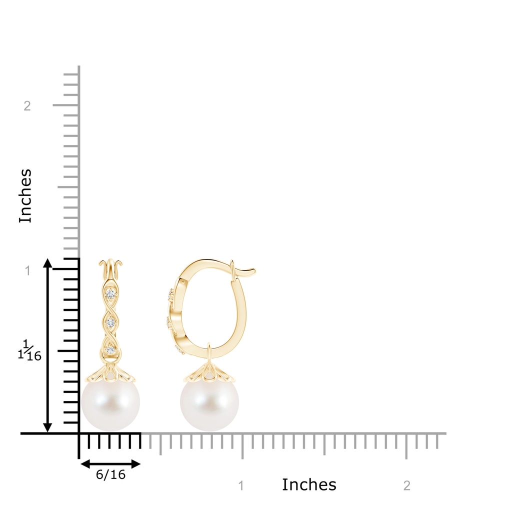 9mm AAA Freshwater Pearl Infinity Hinged Clip Earrings in Yellow Gold Product Image