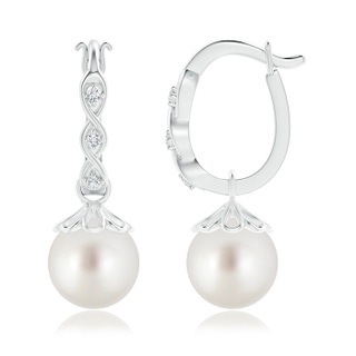 10mm AAA South Sea Cultured Pearl Infinity Hinged Clip Earrings in White Gold