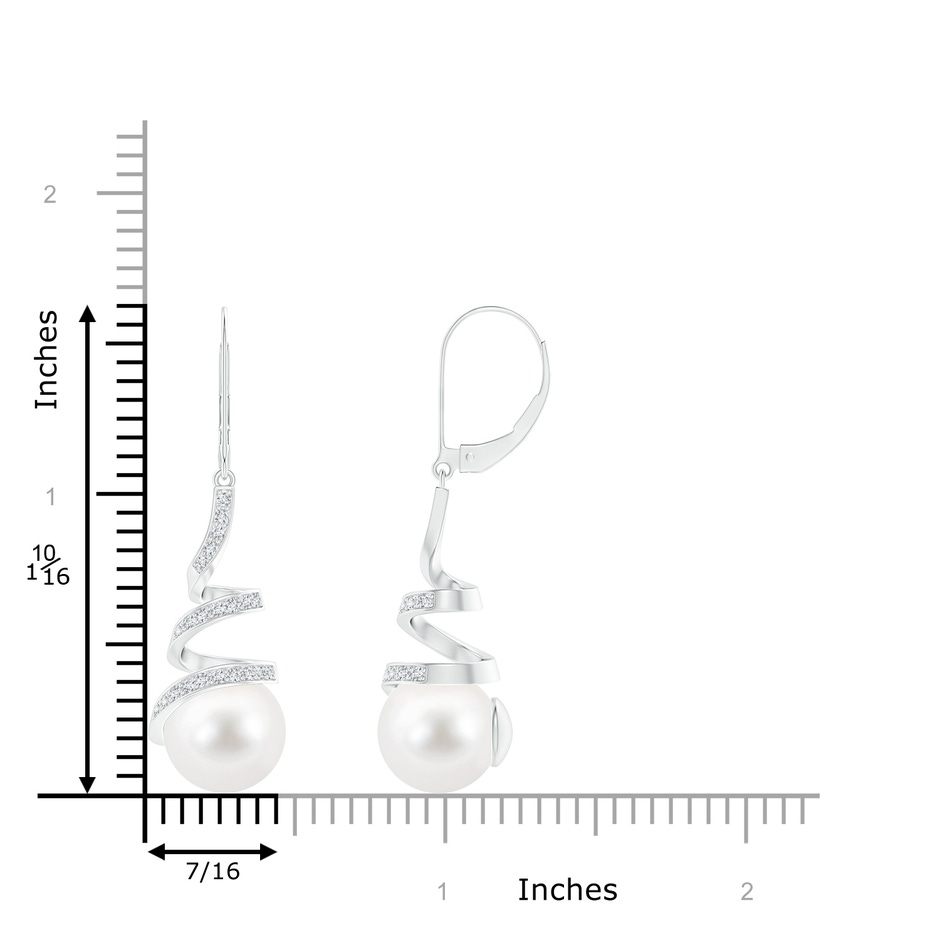 10mm AA Freshwater Pearl Spiral Ribbon Drop Earrings in White Gold product image