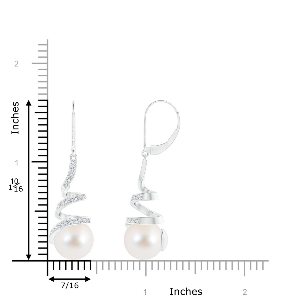 10mm AAA Freshwater Pearl Spiral Ribbon Drop Earrings in White Gold Product Image
