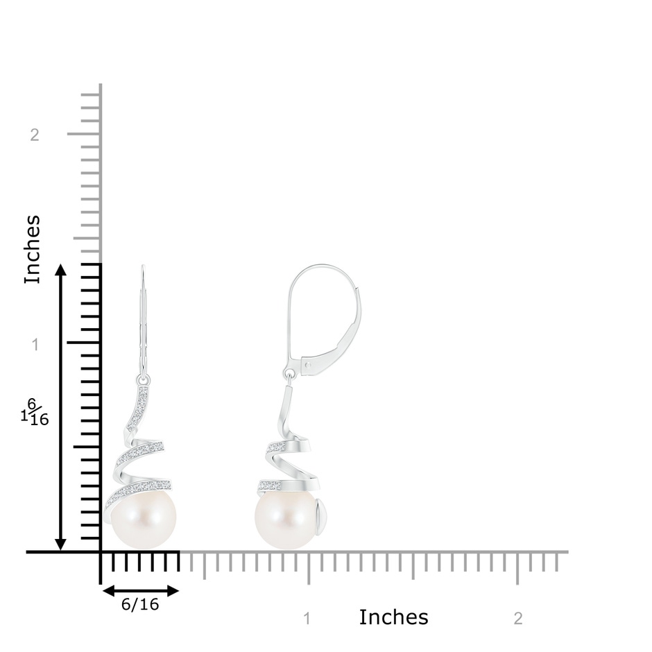 8mm AAA Freshwater Pearl Spiral Ribbon Drop Earrings in White Gold product image