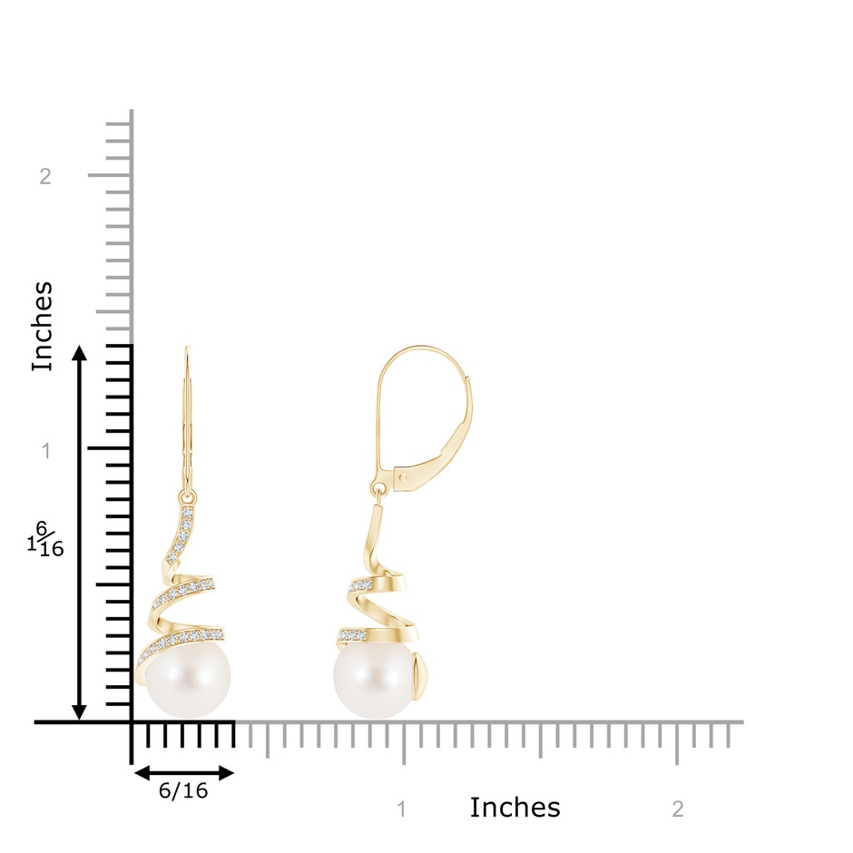 8mm AAA Freshwater Pearl Spiral Ribbon Drop Earrings in Yellow Gold product image