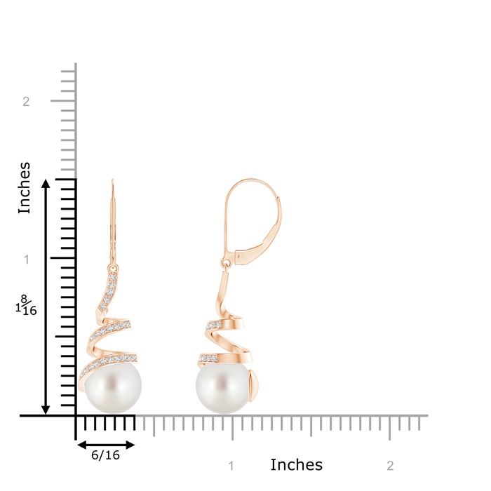 9mm AAA South Sea Pearl Spiral Ribbon Drop Earrings in Rose Gold Product Image