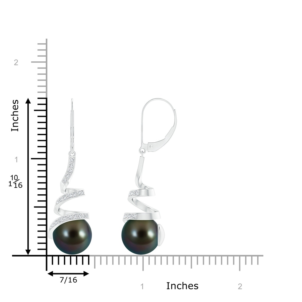 10mm AAAA Tahitian Pearl Spiral Ribbon Drop Earrings in White Gold Product Image