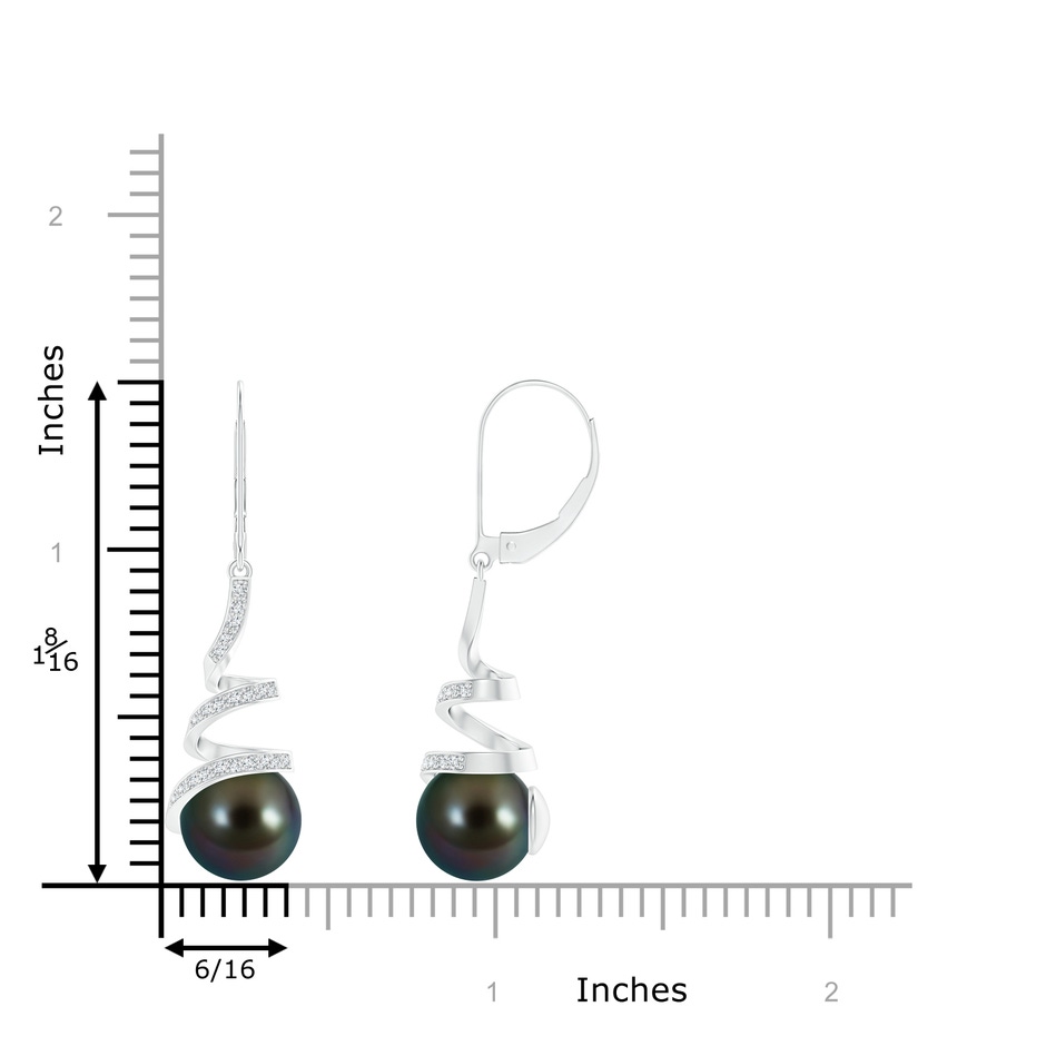 9mm AAAA Tahitian Pearl Spiral Ribbon Drop Earrings in White Gold product image