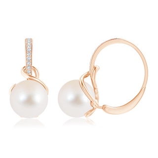 10mm AAA Solitaire Freshwater Pearl Leverback Earrings in Rose Gold