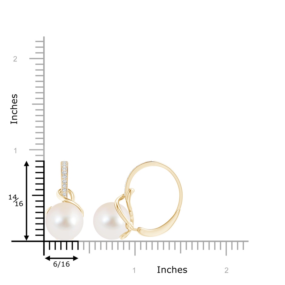10mm AAA Solitaire Freshwater Pearl Leverback Earrings in Yellow Gold product image