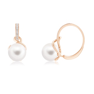 8mm AA Solitaire Freshwater Pearl Leverback Earrings in 9K Rose Gold