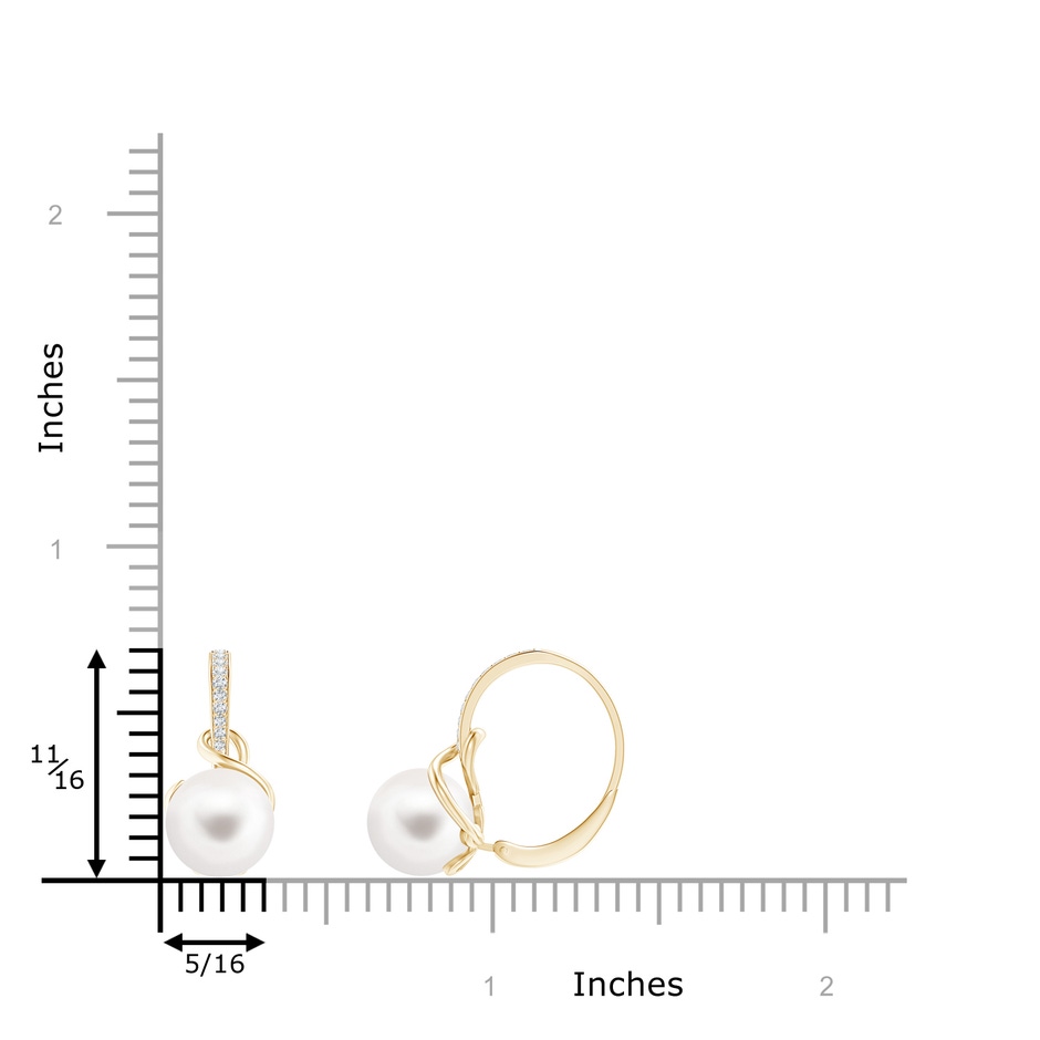 8mm AA Solitaire Freshwater Pearl Leverback Earrings in Yellow Gold product image