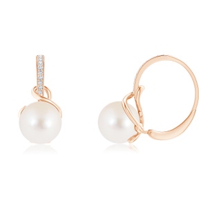 8mm AAA Solitaire Freshwater Pearl Leverback Earrings in Rose Gold