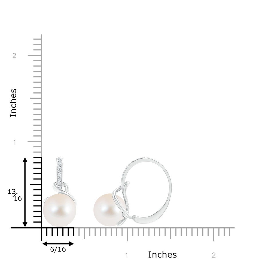 9mm AAA Solitaire Freshwater Pearl Leverback Earrings in White Gold product image