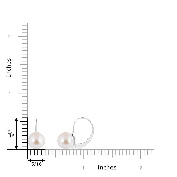 8mm AAA Classic Akoya Cultured Pearl Leverback Earrings in White Gold - ruler