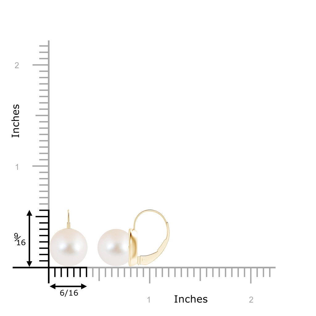 10mm AAA Classic Freshwater Pearl Leverback Earrings in Yellow Gold Product Image