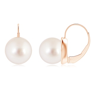 10mm AAAA Classic South Sea Pearl Leverback Earrings in Rose Gold