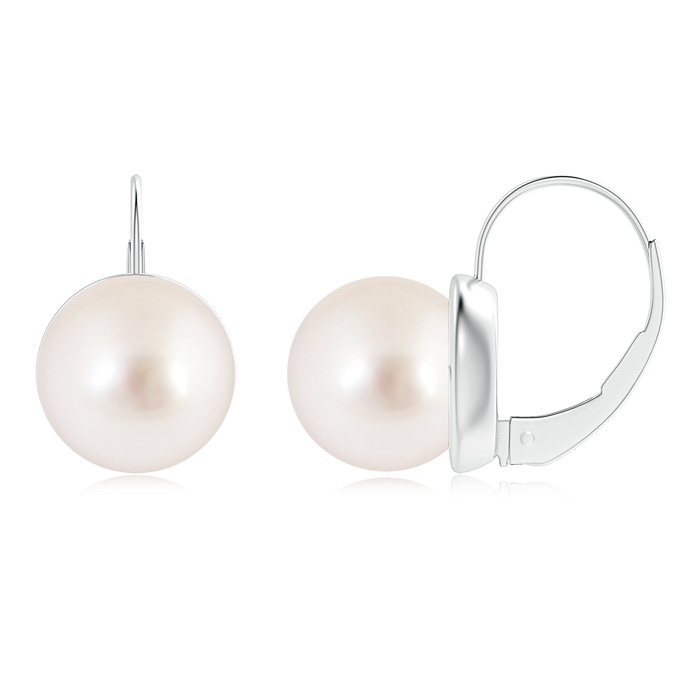 10mm AAAA Classic South Sea Pearl Leverback Earrings in White Gold