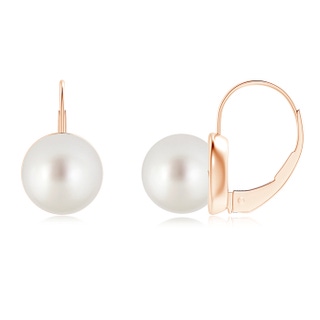 9mm AAA Classic South Sea Pearl Leverback Earrings in Rose Gold