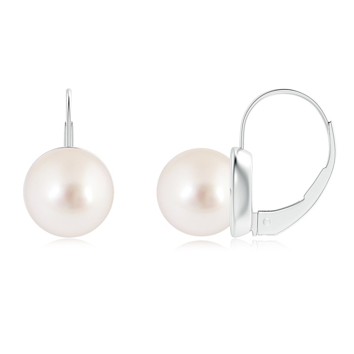 9mm AAAA Classic South Sea Pearl Leverback Earrings in White Gold