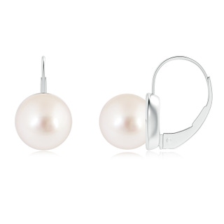 9mm AAAA Classic South Sea Pearl Leverback Earrings in White Gold
