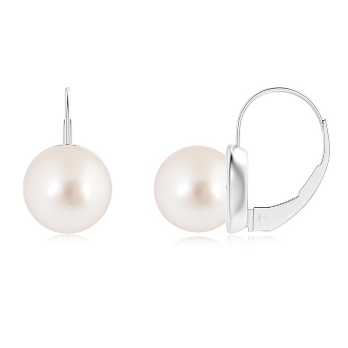 9mm AAAA Classic South Sea Pearl Leverback Earrings in White Gold 