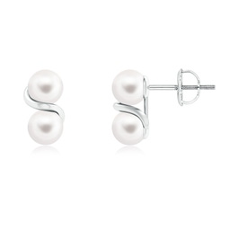Two Stone White Gold Freshwater Pearl Earrings